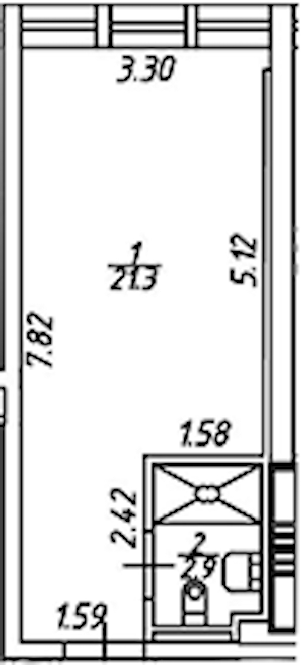 Квартира студия 21.53 м², 3/15 эт., Апарт-отель «Апарт-отель 25-7 Заневский»